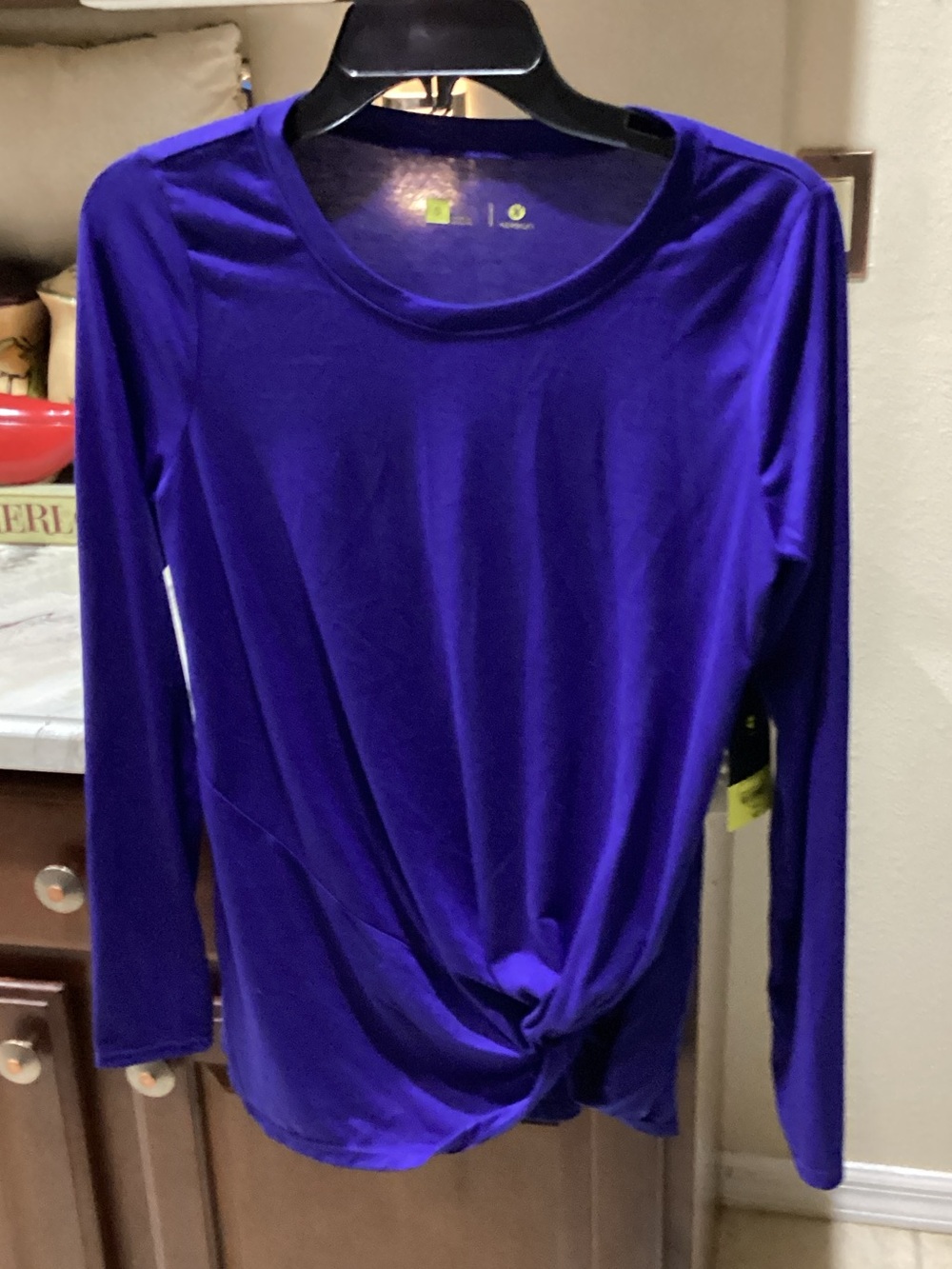 Xersion Long-Sleeve Twist Front Top - Purple
